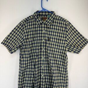 Pineapple Connection Men’s Short Sleeve Shirt Plaid Button Up Size M